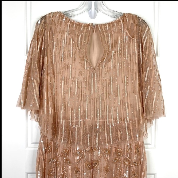 MAC DUGGAL Wrap Front Beaded Cape Gown NEW Blush Pink Size 10 Dress - Picture 10 of 15